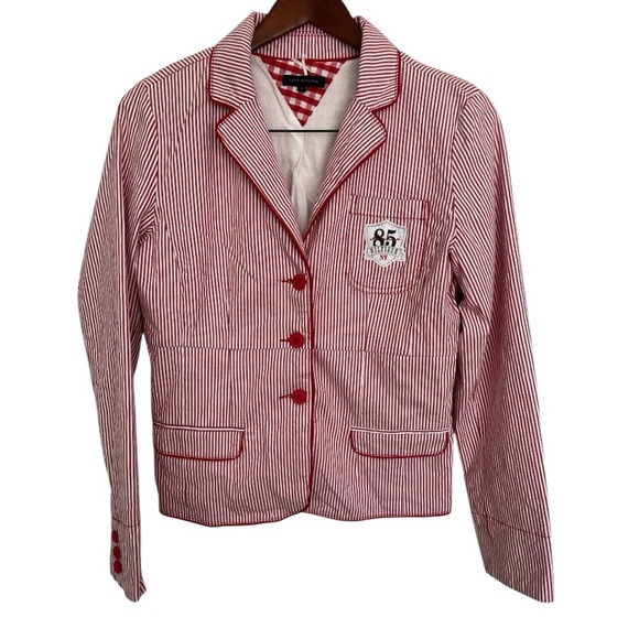 Tommy Hilfiger Jackets & Blazers - Tommy Hilfiger Red & White Striped Blazer Size 16